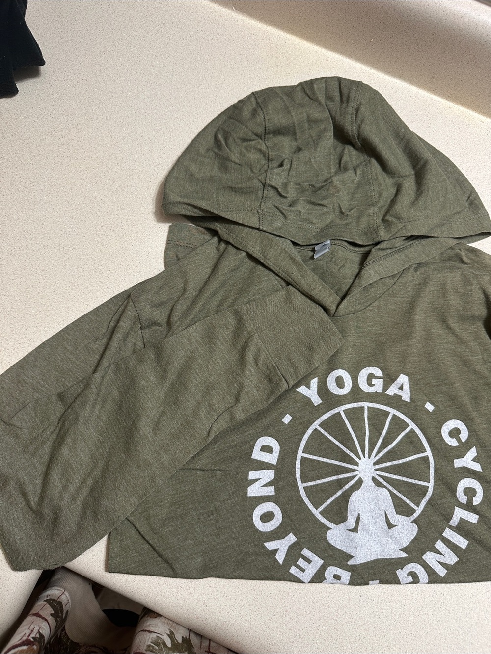 Next Level Apparel Olive Green Pullover Hoodie with White Print